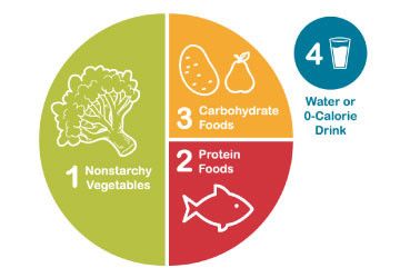 1: Nonstarchy Vegetables, 2:Protein Foods, 3:Carbohydrate Foods
